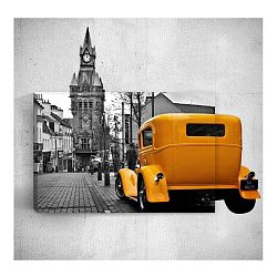 Nástěnný 3D obraz Mosticx Yellow Retro Car In City, 40 x 60 cm