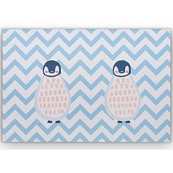 Nástěnný dřevěný obraz s motivem tučňáků KICOTI Penguins, 40 x 60 cm