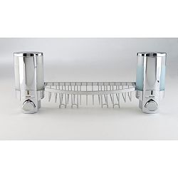 Nástěnný dvojitý dávkovač mýdla s poličkou do sprchy Compactor