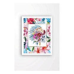 Nástěnný obraz na plátně v bílém rámu Tablo Center Skull, 29 x 24 cm