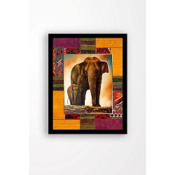Nástěnný obraz na plátně v černém rámu Tablo Center Elephant Family, 29 x 24 cm