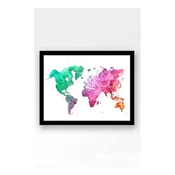 Nástěnný obraz na plátně v černém rámu Tablo Center World, 29 x 24 cm