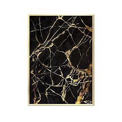 Nástěnný ručně malovaný obraz JohnsonStyle Gold & Black Marble Duro, 53 x 73 cm