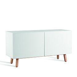 Nízká bílá dvoudveřová komoda Jitona Mamma, délka 120 cm