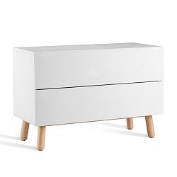Nízká bílá komoda se 2 zásuvkami Jitona Mamma, 120 cm