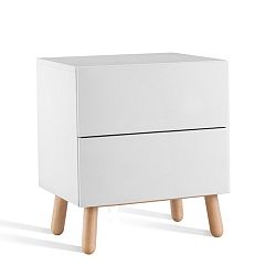 Nízká bílá komoda se 2 zásuvkami Jitona Mamma, délka 60 cm