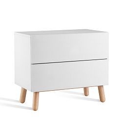 Nízká bílá komoda se 2 zásuvkami Jitona Mamma, délka 90 cm