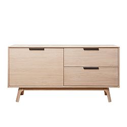 Nízká komoda z bílého dubového dřeva s 2 dvířky Unique Furniture Vivara