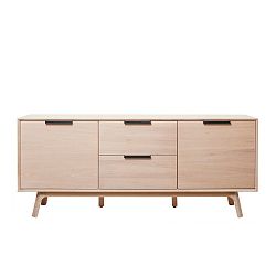 Nízká komoda z bílého dubového dřeva s 3 dvířky Unique Furniture Vivara