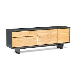 Nízká komoda z borovicového dřeva s černým rámem Askala Solid