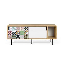 Nízká komoda z dubového dřeva s kovovýma nohama TemaHome Dann Djibuthi