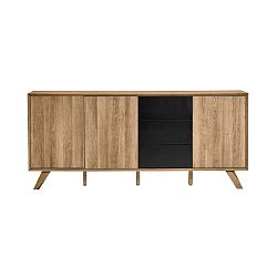 Nízká skříňka s černými detaily Marckeric Tivoli, 170 x 75 cm