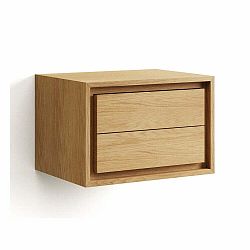 Nízká závěsná skříňka pod umyvadlo z teakového dřeva v přírodní barvě 90x40 cm Kenta – Kave Home