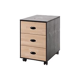 Noční stolek na kolečkách z masivního borovicového a březového dřeva Vipack William