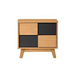 Noční stolek s černými detaily Marckeric Yari, 50 x 46 cm