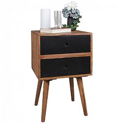 Noční stolek s černými zásuvkami z masivního sheeshamového dřeva Skyport REPA