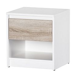 Noční stolek s dubovým a bílým dekorem Szynaka Meble Wenecja