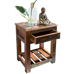 Noční stolek se zásuvkou z recyklovaného mangového dřeva Skyport DELHI, výška 60 cm