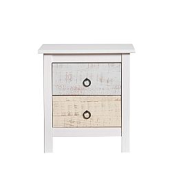 Noční stolek z masivního borovicového dřeva se 2 zásuvkami Marckeric Flora