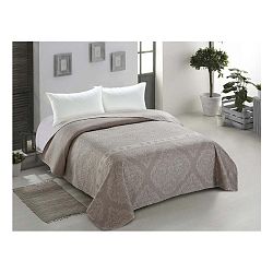 Oboustranný béžový přehoz z mikrovlákna AmeliaHome Ornament, 200 x 220 cm