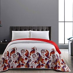 Oboustranný červený přehoz z mikrovlákna DecoKing Boho, 260 x 280 cm