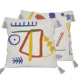 Oboustranný povlak na polštář s příměsí lnu Madre Selva Juno Face, 45 x 45 cm