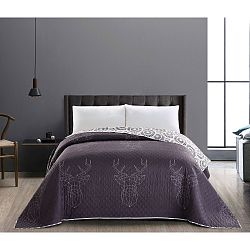 Oboustranný šedo-bílý přehoz na jednolůžko DecoKing Steel, 170 x 210 cm