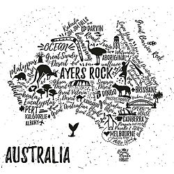 Obraz Homemania Maps Australia Pictures, 60 x 60 cm