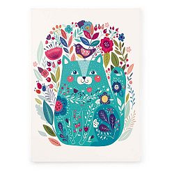 Obraz na plátně Naf Naf Flowers and Cat, 70 x 50 cm