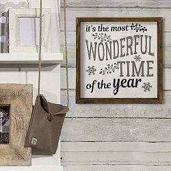 Obraz v rámu z borovicového dřeva Wonderful Time, 34 x 34 cm