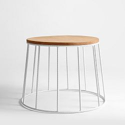 Odkládací stolek s bílým podnožím a dubovou deskou Custom Form Flun