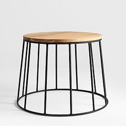 Odkládací stolek s černým podnožím a dubovou deskou Custom Form Flun