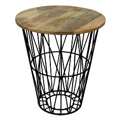 Odkládací stolek s deskou  z mangového dřeva HSM collection Tower, ⌀ 45 cm