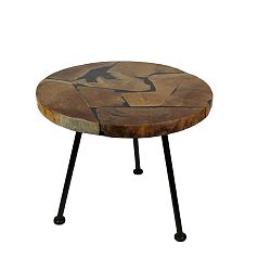 Odkládací stolek s deskou z teakového dřeva HSM collection Round, ⌀ 55 cm