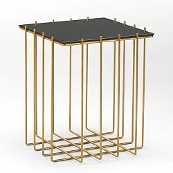 Odkládací stolek s mramorovou deskou a kovovými nohami Thai Natura, Ø 48 x 56 cm