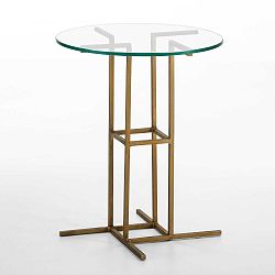 Odkládací stolek se skleněnou deskou a podnoží ve zlaté barvě Thai Natura, ∅ 45 cm