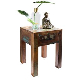 Odkládací stolek se zásuvkou z recyklovaného mangového dřeva Skyport DELHI