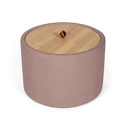 Odkládací stolek ve světle růžové barvě se snímatelnou deskou z dubového dřeva Askala Ibisco, ⌀ 56 cm