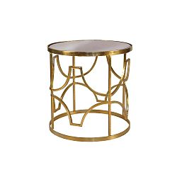 Odkládací stolek ve zlaté barvě s deskou z mangového dřeva Miloo Home Savoy, ⌀ 51 cm