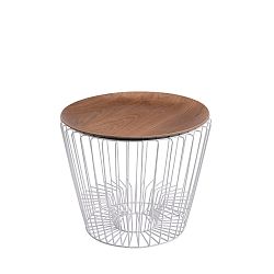 Odkládací stolek z kovu v dekoru ořechového dřeva HARTÔ Ernest, Ø 50 cm