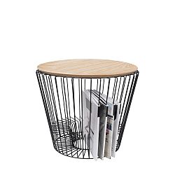 Odkládací stolek z kovu v dekoru světlého dřeva HARTÔ, Ø 50 cm