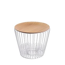 Odkládací stolek z kovu v dekoru světlého dřeva HARTÔ Ernest, Ø 50 cm