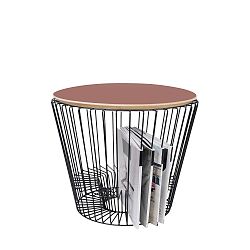 Odkládací stolek z lakovaného kovu s růžovou HARTÔ, Ø 50 cm