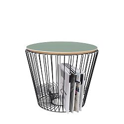 Odkládací stolek z lakovaného kovu se zelenou deskou HARTÔ, Ø 50 cm