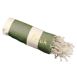 Olivově zelená plážová bavlněná osuška Futah Baleal, 190 x 100 cm