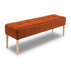 Oranžová lavice s dubovými nohami Mossø Hattu, délka 152 cm