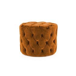 Oranžová podnožka se sametovým potahem VIDA Living Perkins, ø 55 cm