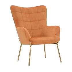 Oranžové křeslo s železnými nohami zlaté barvy Mauro Ferretti Onnimus