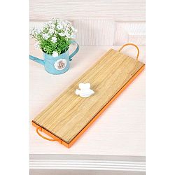 Oranžový podlouhlý servírovací tác s prkénkem The Mia