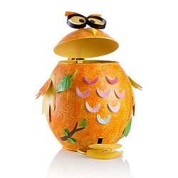 Oranžový železný odpadkový koš ve tvaru sovičky Brandani